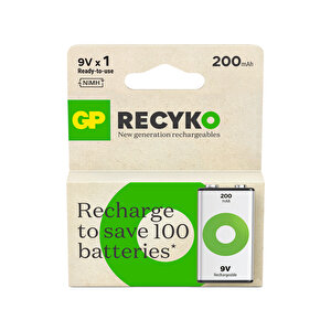 Gp Recyko 200 9v Boy Ni-mh Şarjlı Pil 8.4 Volt Tekli Kart