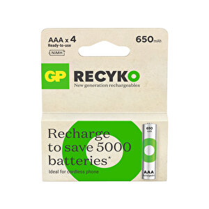 Batteries Recyko 650 Aaa İnce Kalem Ni-mh Şarjlı Pil 1.2 Volt 4lü Kart