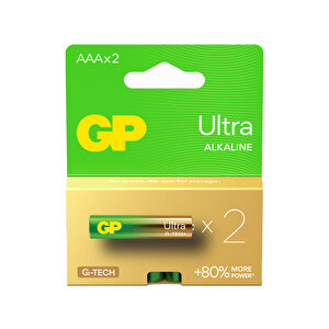 GP Batteries G-TECH Ultra Alkalin İnce LR03 - AAA Boy 1.5V Pil 2'li Kart