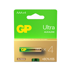 GP Batteries G-TECH Ultra Alkalin İnce LR03 - AAA Boy 1.5V Pil 4'lü Kart