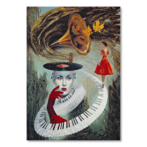 Fantastik Kadın Ve Müzik Görseli  Ahşap Mdf Tablo 50x70 cm