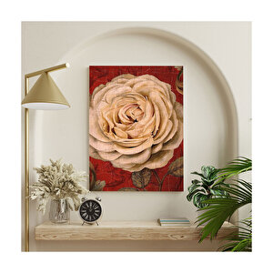 Yağlı Boya Beyaz Gül Resmi Görseli    Ahşap Mdf Tablo 35x50 cm