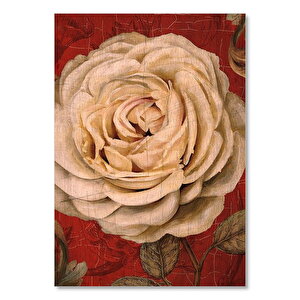 Yağlı Boya Beyaz Gül Resmi Görseli  Ahşap Mdf Tablo 50x70 cm