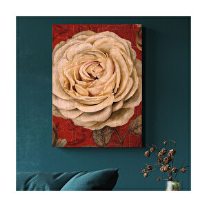 Yağlı Boya Beyaz Gül Resmi Görseli  Ahşap Mdf Tablo 50x70 cm