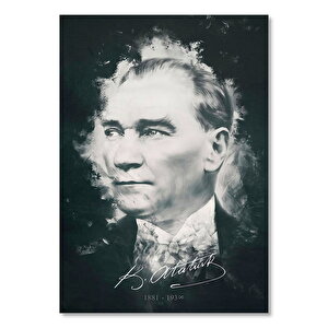 Mustafa Kemal Atatürk Portresi Ve İmzası Görseli     Ahşap Mdf Tablo