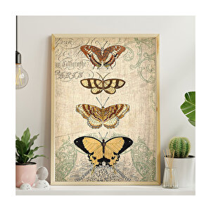 Kart Postal Ve Kelebekler Görseli  Ahşap Mdf Tablo 50x70 cm