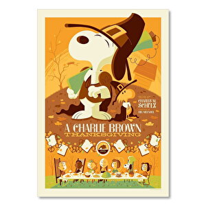 Snoopy Ve Arkadaşları Şükran Günü    Ahşap Mdf Tablo 35x50 cm
