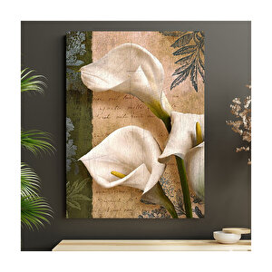 Mektup Beyaz Çiçek Görseli  Ahşap Mdf Tablo 50x70 cm