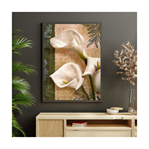 Mektup Beyaz Çiçek Görseli  Ahşap Mdf Tablo 50x70 cm