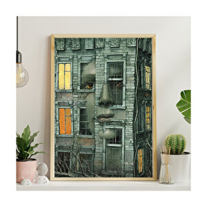 Binadaki Yüz Ve Yaşam Görsel  Ahşap Mdf Tablo 50x70 cm