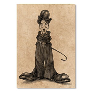 Charlie Chaplin Bastonlu Karikatürize   Ahşap Mdf Tablo 25x35 cm