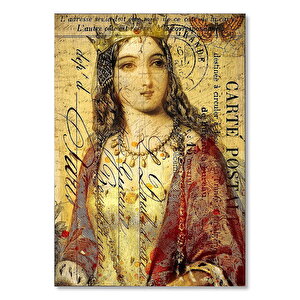 Kart Postal Ve Kraliçe Görseli    Ahşap Mdf Tablo 35x50 cm