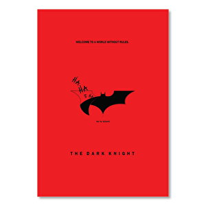 Batman Yarasa Figürü Kara Şövalye Kırmızı Arkaplan   Ahşap Mdf Tablo 25x35 cm