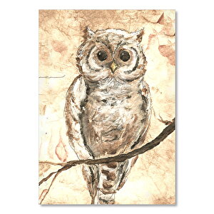 Yağlı Boya Erkek Baykuş Resmi Görseli    Ahşap Mdf Tablo 35x50 cm