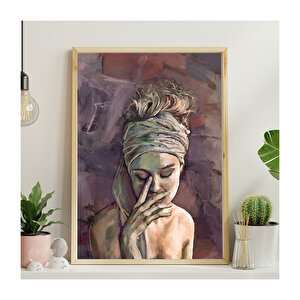 Yağlı Boya Resmi Bandanalı Kadın Portresi Görseli     Ahşap Mdf Tablo 50x70 cm