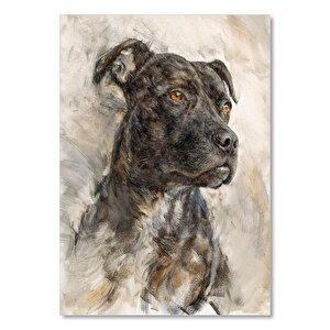 Siyah Beyaz Köpek Görseli  Ahşap Mdf Tablo 50x70 cm