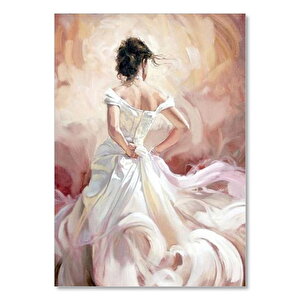 Beyaz Elbiseli Kadın Görseli    Ahşap Mdf Tablo 35x50 cm