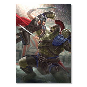 Hulk Ve Thor Gladyatör Savaşı  Ahşap Mdf Tablo 50x70 cm