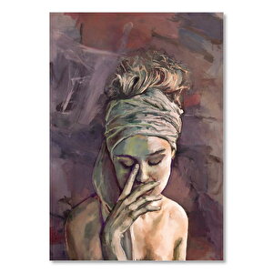 Yağlı Boya Tarzı Bandanalı Kadın Portre Görseli    Ahşap Mdf Tablo 35x50 cm