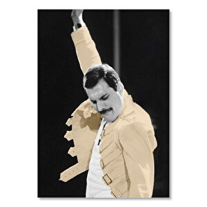 Freddie Mercury Siyah Arkaplan  Ahşap Mdf Tablo 35x50 cm