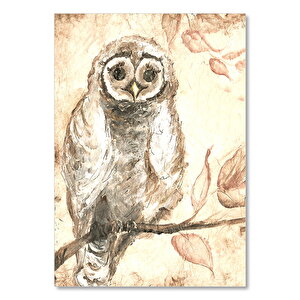 Yağlı Boya Dişi Baykuş Resmi Görseli   Ahşap Mdf Tablo 25x35 cm