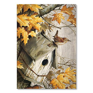 Çınar Ağacında Kuş Evi Görseli  Ahşap Mdf Tablo 50x70 cm