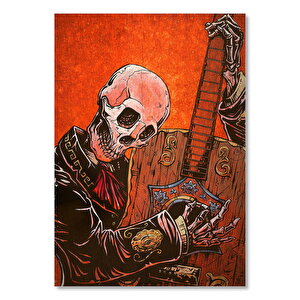 Gitar Çalan İskelet Görseli    Ahşap Mdf Tablo 35x50 cm
