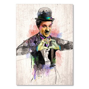 Charlie Chaplin Kalp Resmi   Ahşap Mdf Tablo 25x35 cm