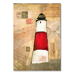 Deniz Feneri Ve Mektup Görseli  Ahşap Mdf Tablo 50x70 cm