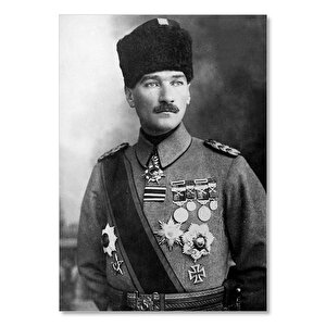 Atatürk Kalpaklı Madalyalı     Ahşap Mdf Tablo