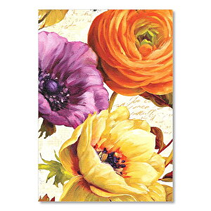 Yağlı Boya Renkli Çiçekler Görseli    Ahşap Mdf Tablo 35x50 cm