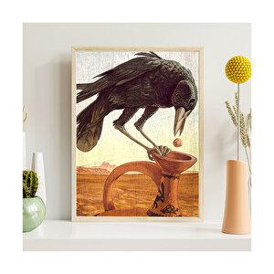 Kara Karganın Oyunu Görseli    Ahşap Mdf Tablo 35x50 cm