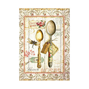 Gül Yusufçuk Kaşık Sanat Görseli  Ahşap Mdf Tablo 35x50 cm