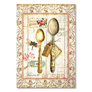 Gül Yusufçuk Kaşık Sanat Görseli  Ahşap Mdf Tablo 25x35 cm