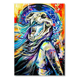 Zodyak Aslan Burcu Sürrealist Portre Görseli     Ahşap Mdf Tablo 25x35 cm
