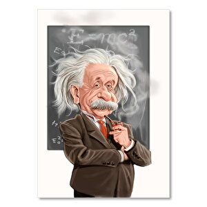 Alber Einstein Karatahta Karikatürize    Ahşap Mdf Tablo 35x50 cm