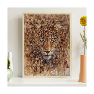 Afrika Leoparı Çizim Görseli    Ahşap Mdf Tablo 35x50 cm