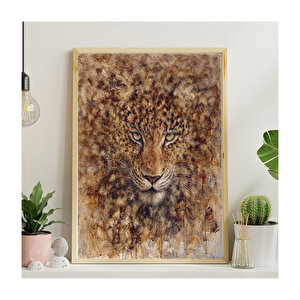 Afrika Leoparı Çizim Görseli  Ahşap Mdf Tablo 50x70 cm