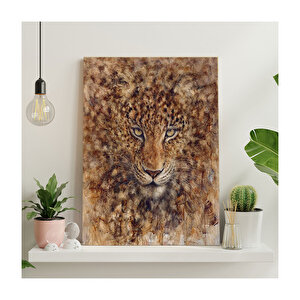 Afrika Leoparı Çizim Görseli  Ahşap Mdf Tablo 50x70 cm