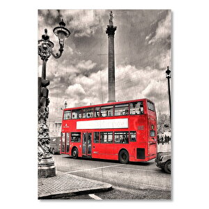 Londra Sembolü Çift Katlı Otobüs Görseli    Ahşap Mdf Tablo 35x50 cm