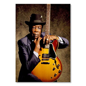 John Lee Hooper Ve Gitarı Renkli    Ahşap Mdf Tablo 35x50 cm