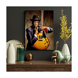 John Lee Hooper Ve Gitarı Renkli   Ahşap Mdf Tablo 25x35 cm