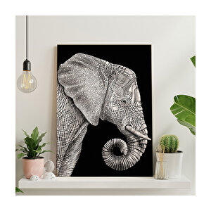 Desenli Fil Görsel  Ahşap Mdf Tablo 50x70 cm