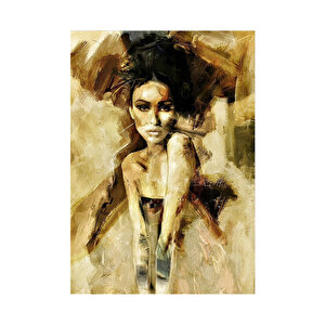 Yağlı Boya Resmi Siyah Beyaz Hayal Ve Kadın Görseli     Ahşap Mdf Tablo 50x70 cm