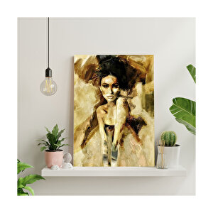 Yağlı Boya Resmi Siyah Beyaz Hayal Ve Kadın Görseli    Ahşap Mdf Tablo 35x50 cm