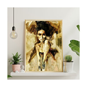 Yağlı Boya Resmi Siyah Beyaz Hayal Ve Kadın Görseli    Ahşap Mdf Tablo 35x50 cm