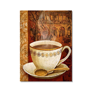 Zemin Cafe Oreeans Ve Fincanda Kahve Görseli  Ahşap Mdf Tablo 25x35 cm