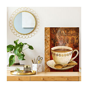 Zemin Cafe Oreeans Ve Fincanda Kahve Görseli  Ahşap Mdf Tablo 25x35 cm