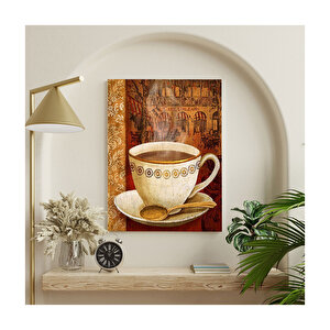 Zemin Cafe Oreeans Ve Fincanda Kahve Görseli  Ahşap Mdf Tablo 35x50 cm