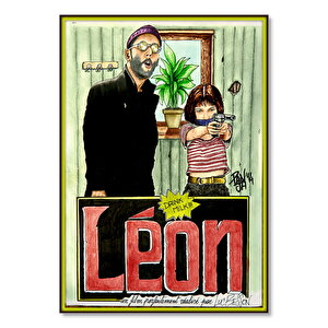 Leon Alternatif Karikatürize Afiş   Ahşap Mdf Tablo 25x35 cm